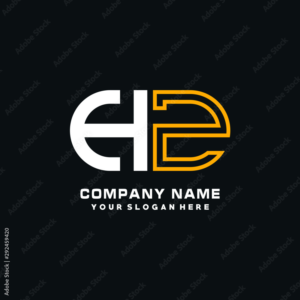 HZ initial logo oval shaped letter. Monogram Logo Design Vector, color logo white blue, white yellow,black background.