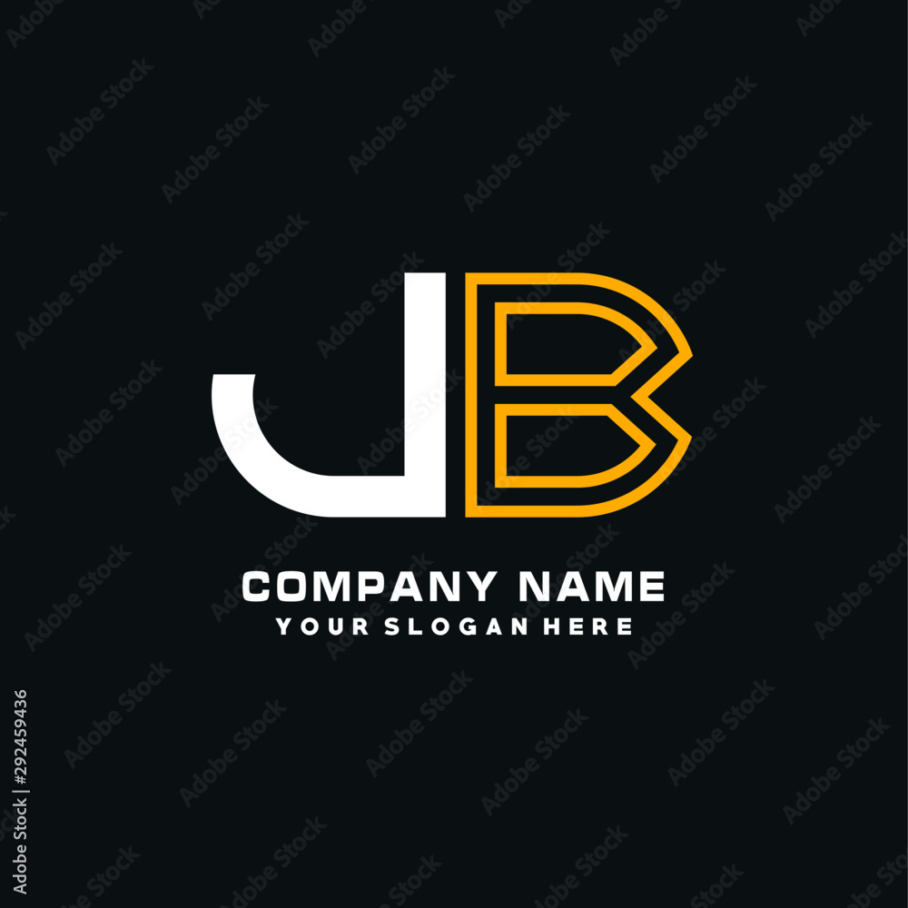 JB initial logo oval shaped letter. Monogram Logo Design Vector, color logo white blue, white yellow,black background. JB initial logo oval shaped letter. Monogram Logo Design Vector, color logo white blue, white yellow,black background.