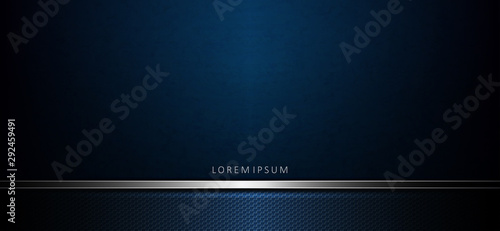 Abstract elegant dark blue background with a texture frame and a strip of metallic hue