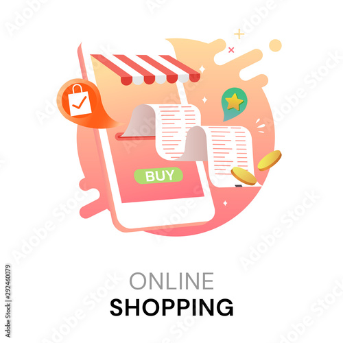 Online shopping on mobile application technology, Virtual electronic, Digital marketing concept