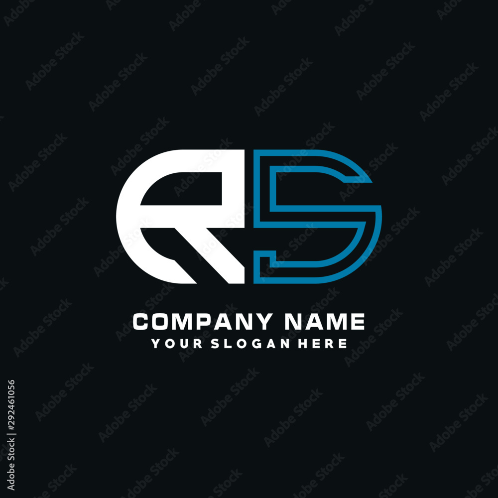 RS initial logo oval shaped letter. Monogram Logo Design color logo blue, white yellow,black background. Stock Vector | Stock
