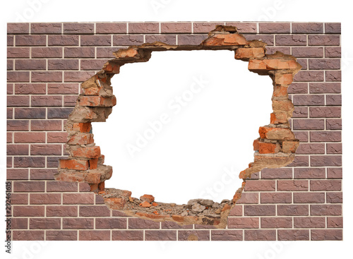 White hole in brick wall.