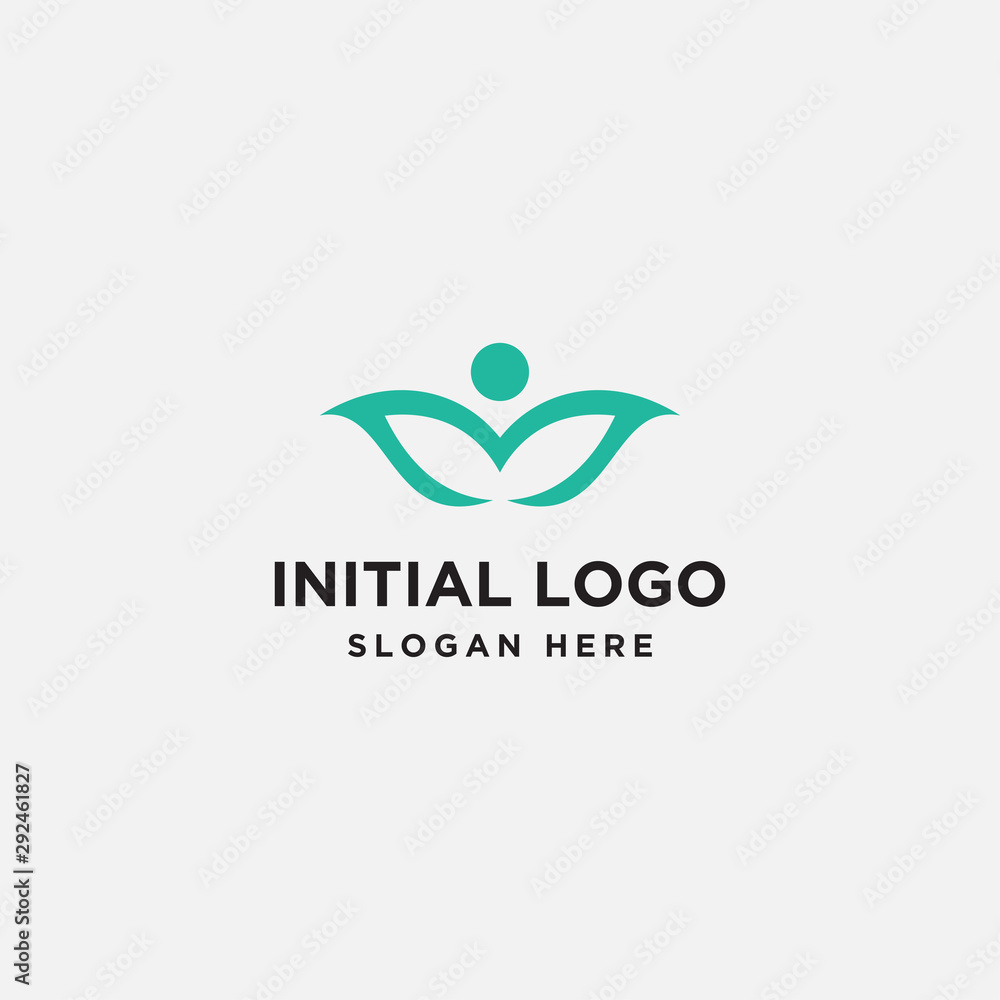human leaf logo design template - vector