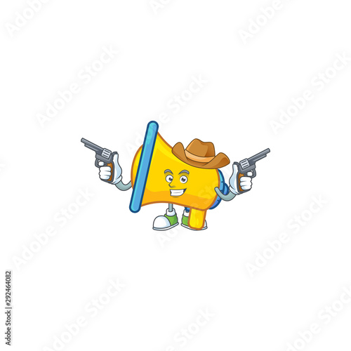 Cowboy yellow loudspeaker cartoon character for bullhorn