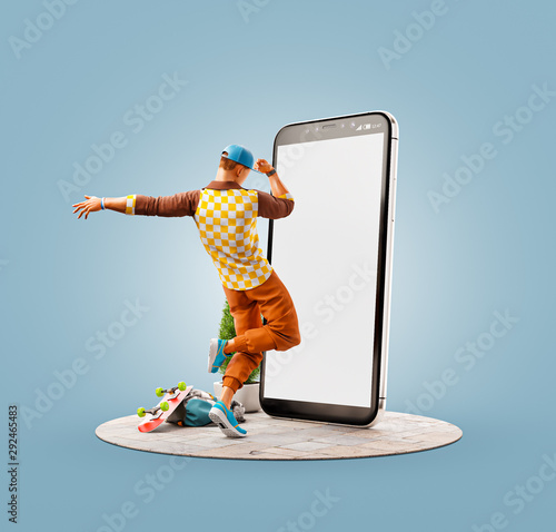 Unusual 3d illustration smart phone application