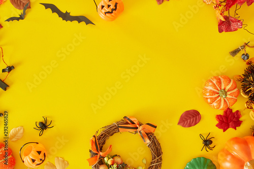 Collection of Halloween party objects forming a frame