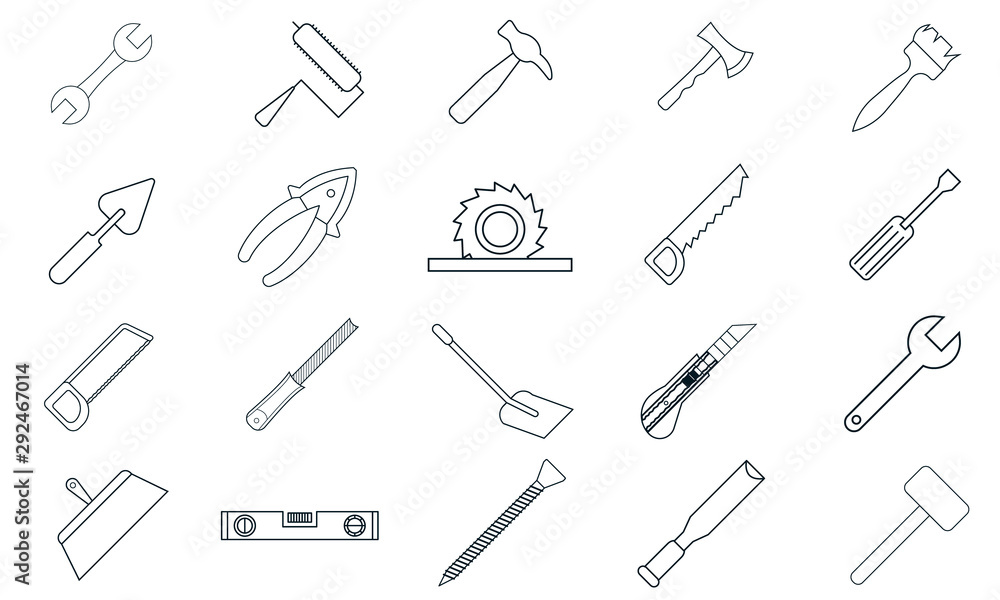 Hand tools icon set for versatile tool selection Hand tools icon set for versatile tool selection