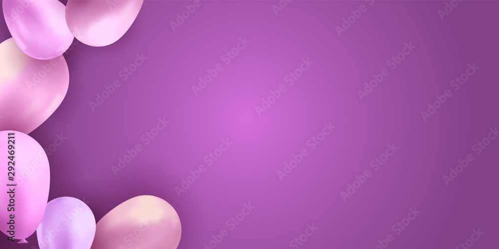 Balloons party birthday. Colorful vector realistic banner. Gift flyer, balloons poster.