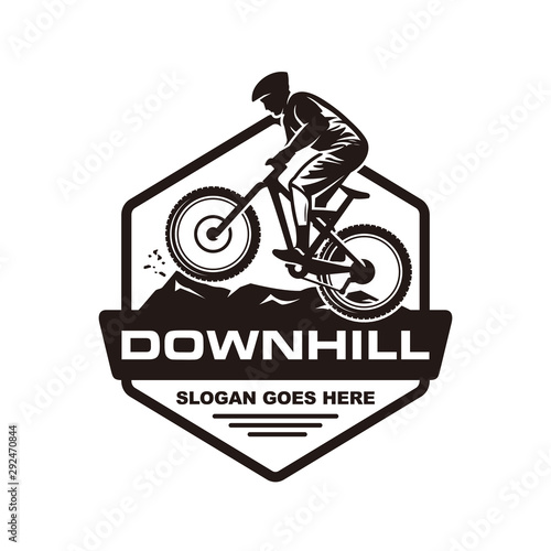Downhill mountain bike logo vector