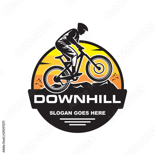 Downhill mountain bike logo vector