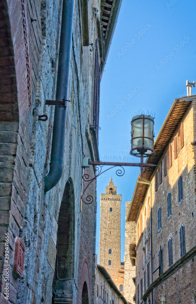 Alley in the medieval town of San Gimignano - Tuscany Italy