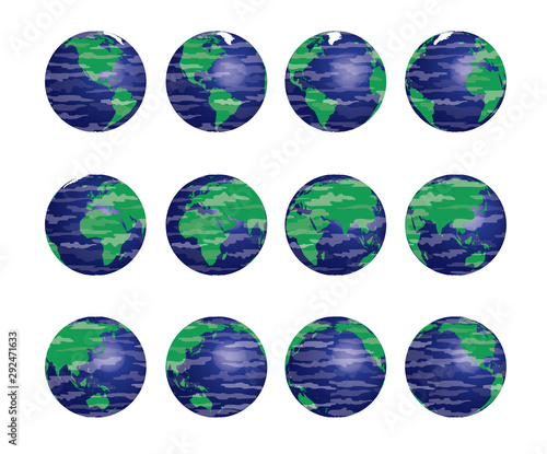 World Globe Cloud Animation Frame Spinning Vector-01