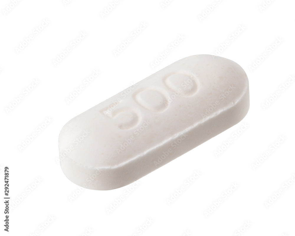 Pill isolated on white background, Paracetamol isolated on white background, with clipping path Pill isolated on white background, Paracetamol isolated on white background, with clipping path