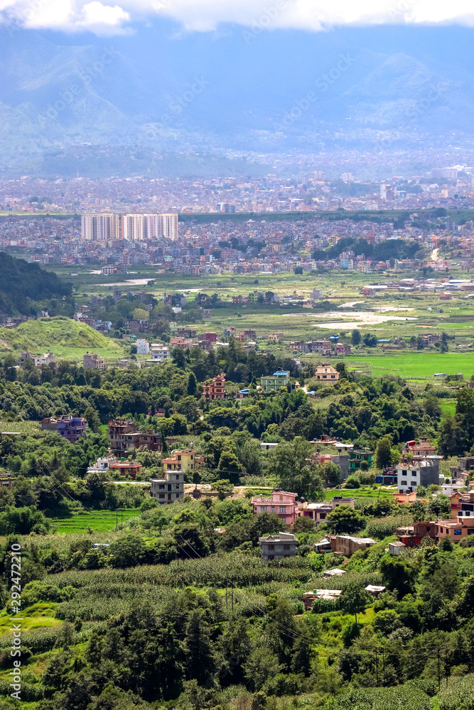 Fototapeta premium Aerial view of Kathmandu valley