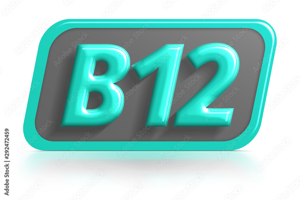 Vitamin B12 on an abstract background. Natural medicine isolated icon. Basics of a healthy diet. 3D illustration. Vitamin B12 on an abstract background. Natural medicine isolated icon. Basics of a healthy diet. 3D illustration.