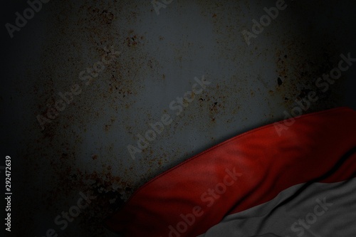 beautiful dark illustration of Austria flag with big folds on rusty metal with free space for content - any occasion flag 3d illustration..