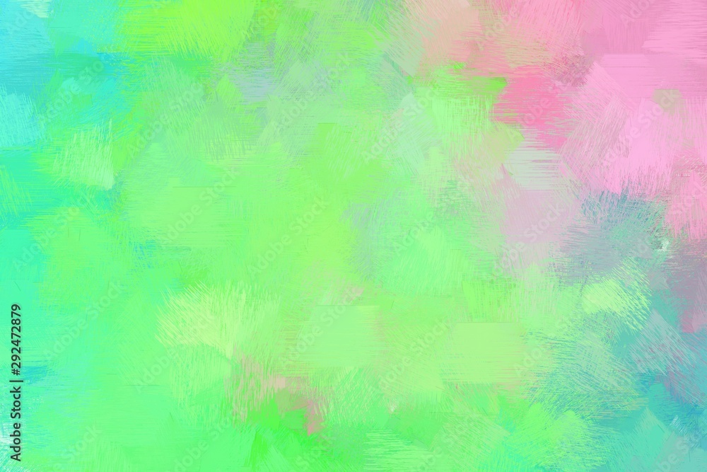abstract grunge brush painted artwork with light green, baby pink and turquoise color. can be used as texture, graphic element or wallpaper background