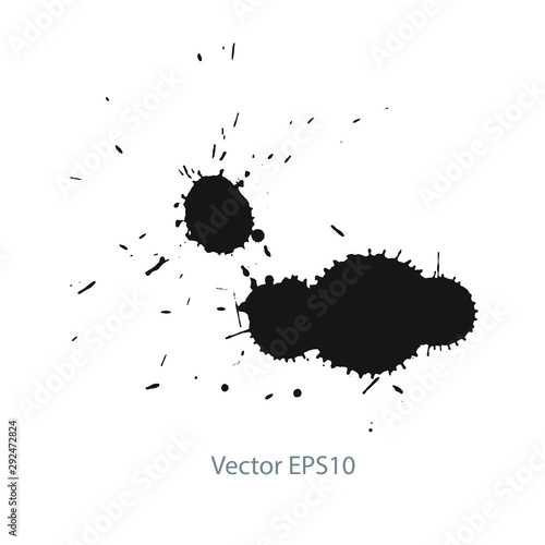 black ink blot on white background
