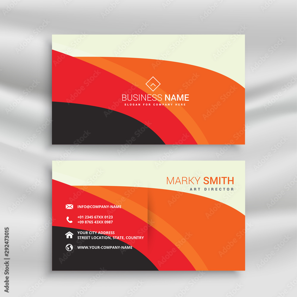 Naklejka premium abstract orange color business card design template