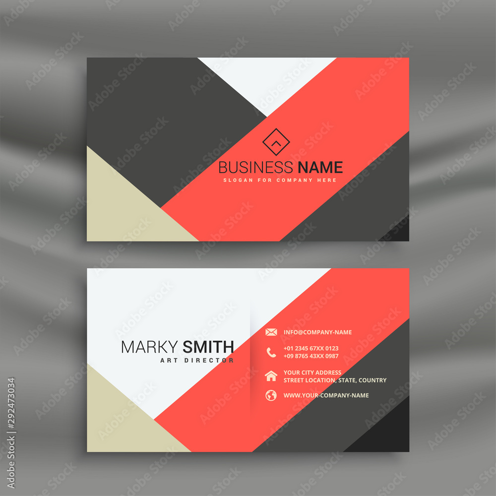 red and gray geometric business card template