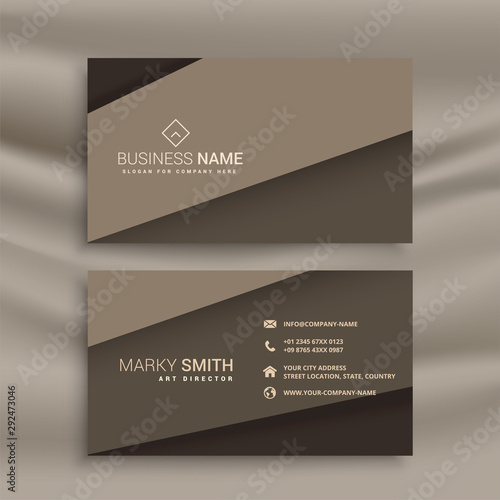 abstract brown business card in geometric shape style