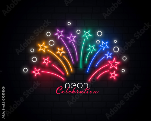 celebration sparkles in colorful neon style design