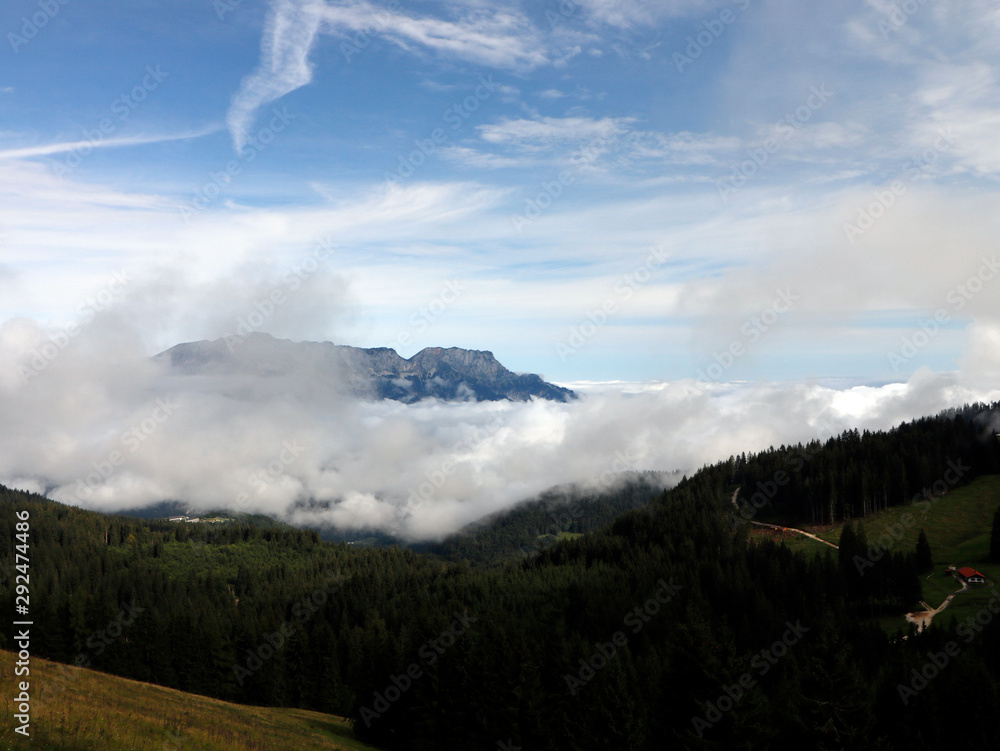Climbing over the clouds in Berchtesgarden, Bavaria Alps