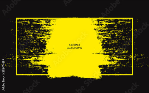 Abstract yellow grunge textured on black background. Paint style design template for use element cover, banner, business, advertising