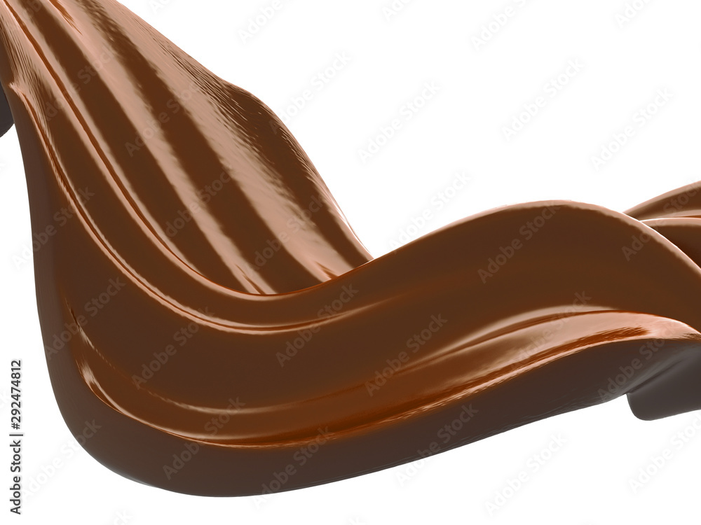 Shiny chocolate liquid splash on white background Shiny chocolate liquid splash on white background