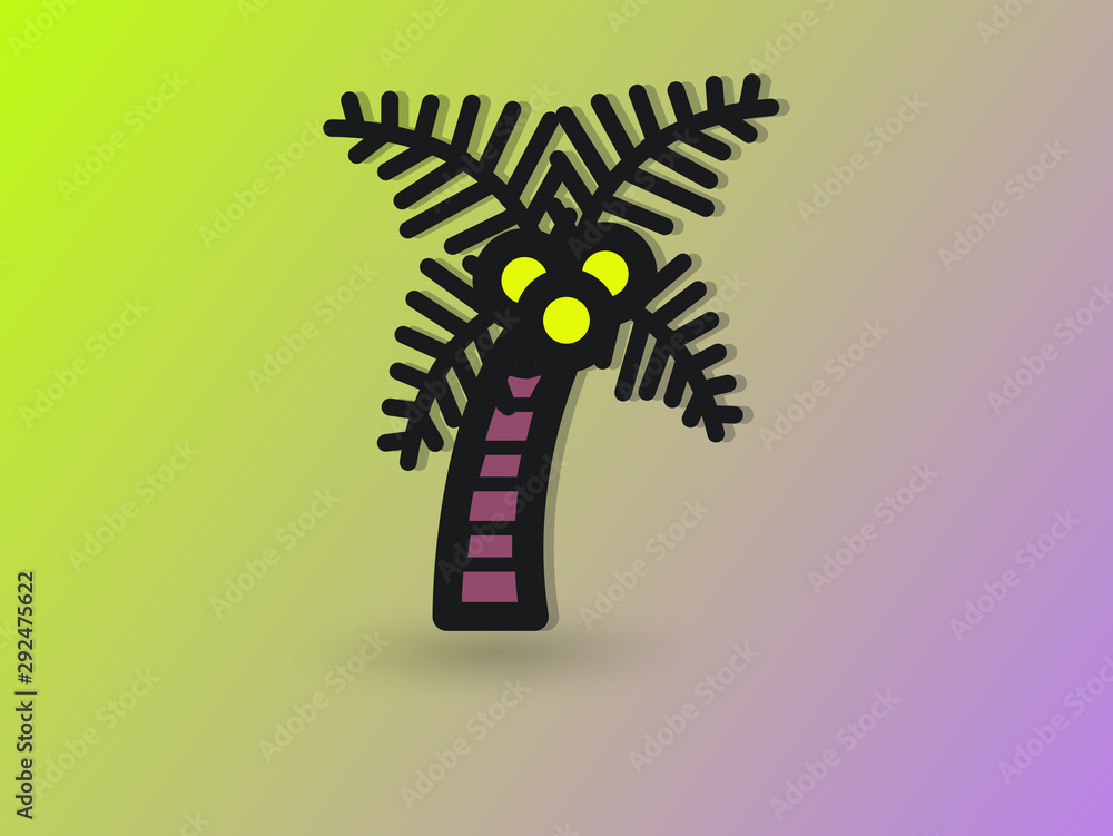Purple Yellow Colored Palm Tree Icon with Gradient Background for Designs Posters Banners Web Designs etc.