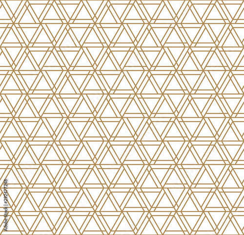 Seamless abstract patten based on japanese ornament kumiko .Golden color lines.