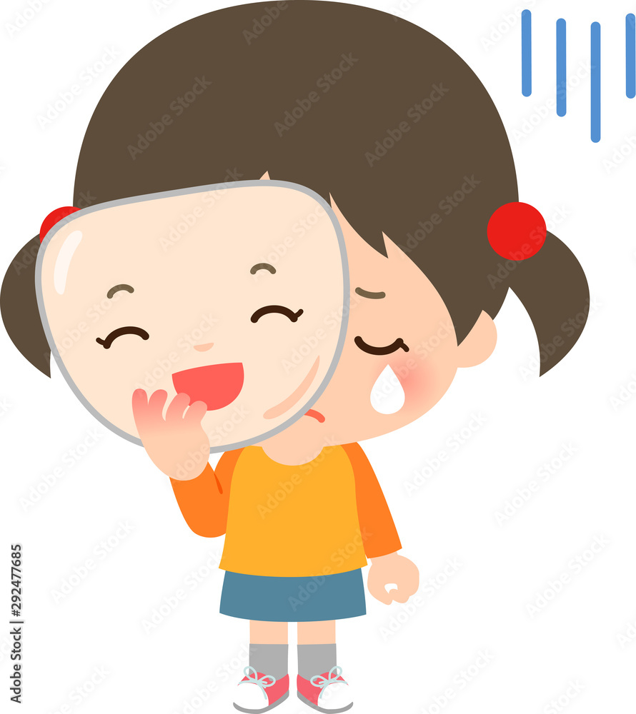 笑顔の仮面を持った泣いている女の子 Stock Vector Adobe Stock 笑顔の仮面を持った泣いている女の子 Stock Vector Adobe Stock