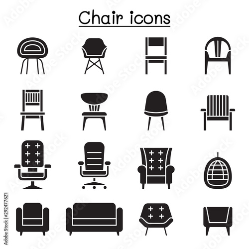 Chair and Sofa of front view icon set vector illustration graphic design