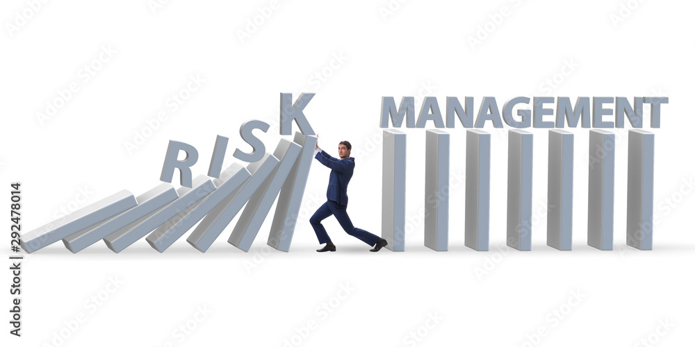 Businessman in risk management concept Businessman in risk management concept