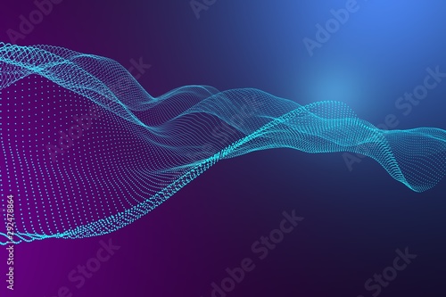 Soft technology background. Network with glowing lines photo