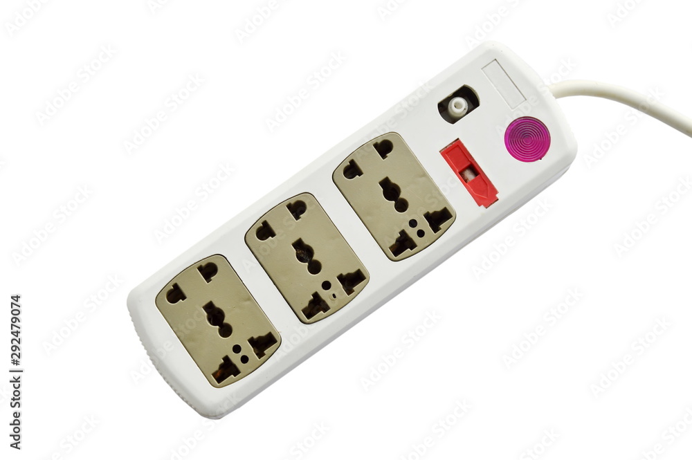 plug socket with assorted hole on white background plug socket with assorted hole on white background