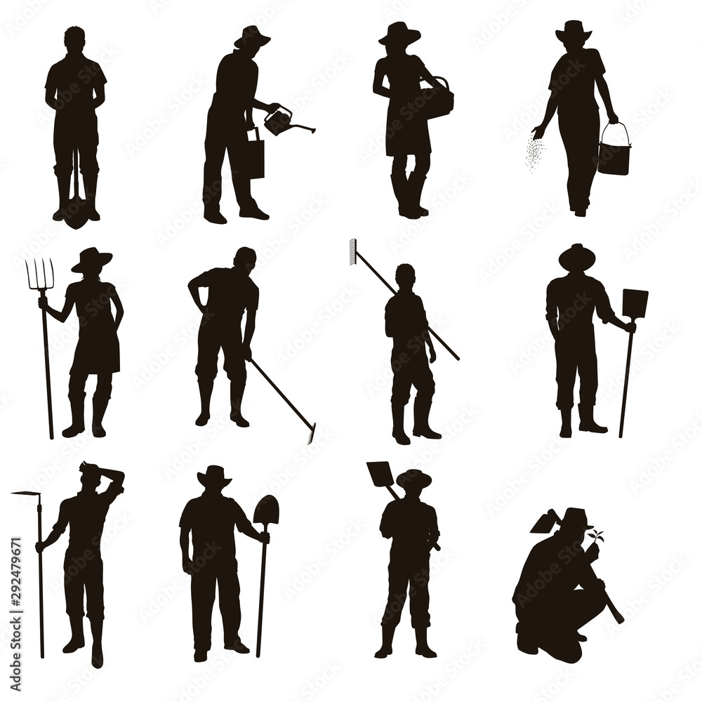 Naklejka premium Farmer Silhouettes