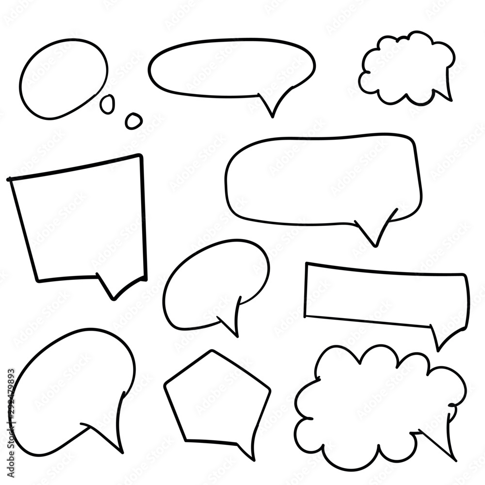 Hand drawn speech bubbles. Doodle style thinking balloons isolated on ...
