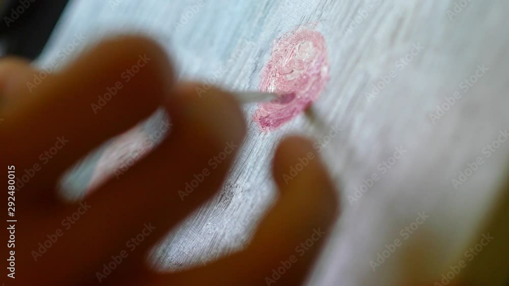 Close up male artist create oil paint picture at the studio. Creative job, artisan Close up male artist create oil paint picture at the studio. Creative job, artisan