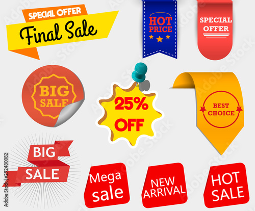Sale Stickers And Labels, Isolated On White Background, Vector Illustration