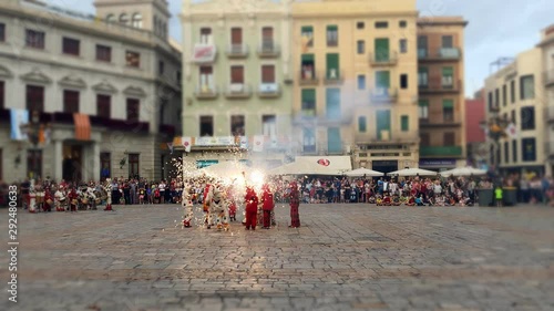 Correfoc performance by the devils also called Els Diables. Folkrore an tradition in Catalonia, Spain photo