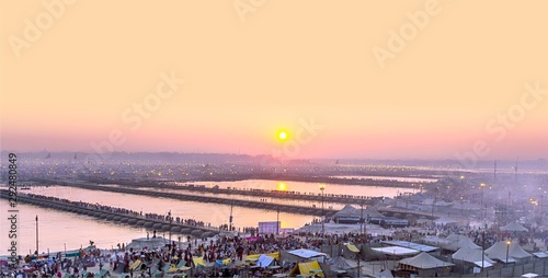 Sunset Cityscape Ganga River photo