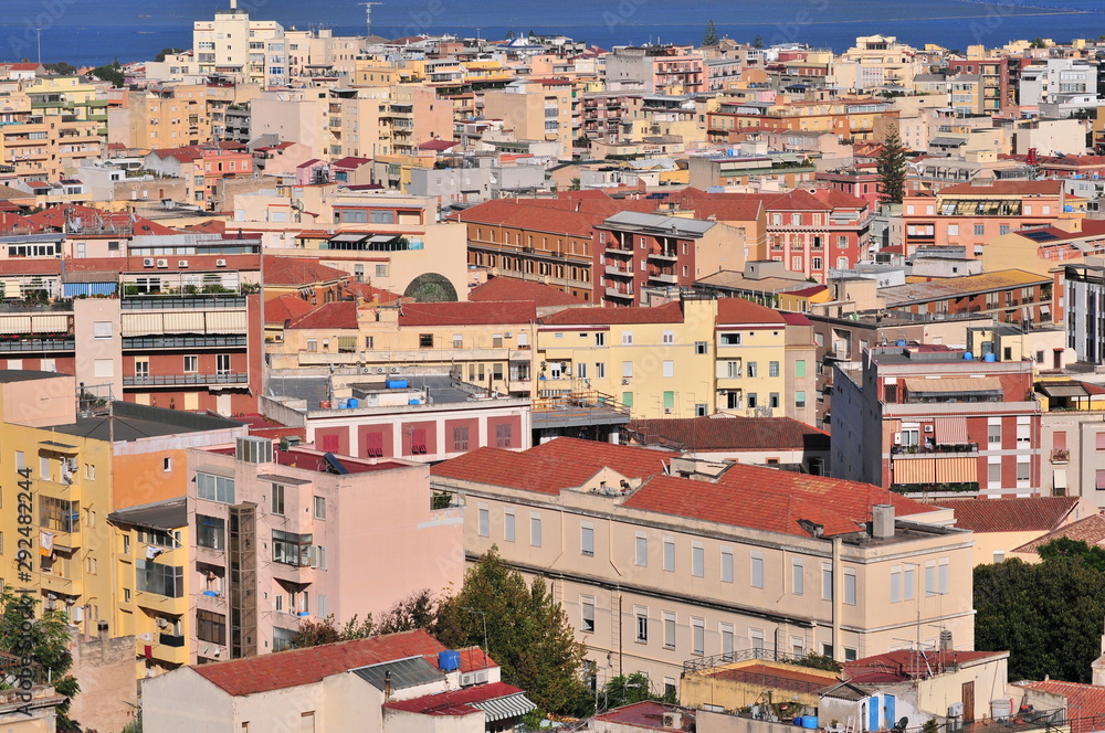 Cagliari, Italy, September 2019. Cityscape of Cagliari seen from Bastione di Saint Remy