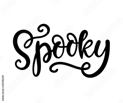 Spooky. Halloween Party Poster with Handwritten Ink Lettering