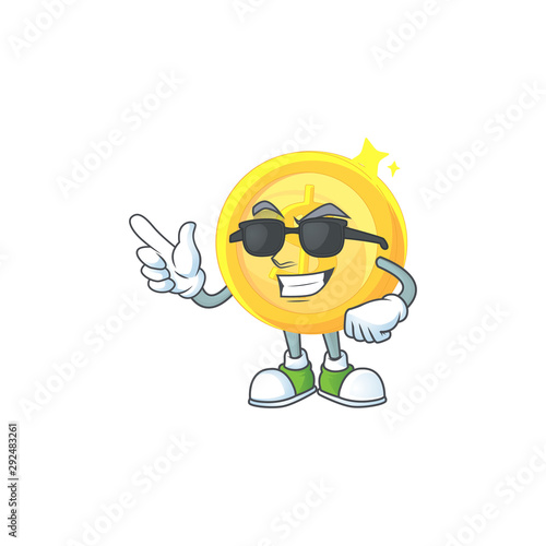 Super cool currency gold coin isolated white background