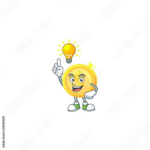Have an idea gold coin cartoon character mascot style