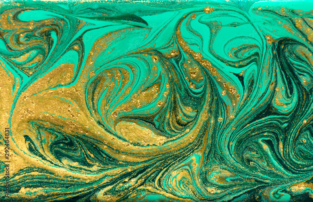 Green and gold ripples abstract background. Green and gold ripples abstract background.