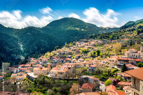 view of mountain village, Valtessiniko in Arcadia, Peloponnese, Greece. © Stratos Giannikos