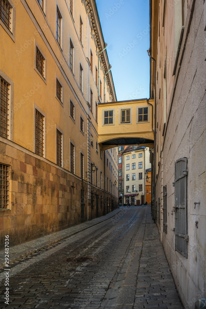 The narrow cobbled colorful streets of Stockholm in Autumn - 6