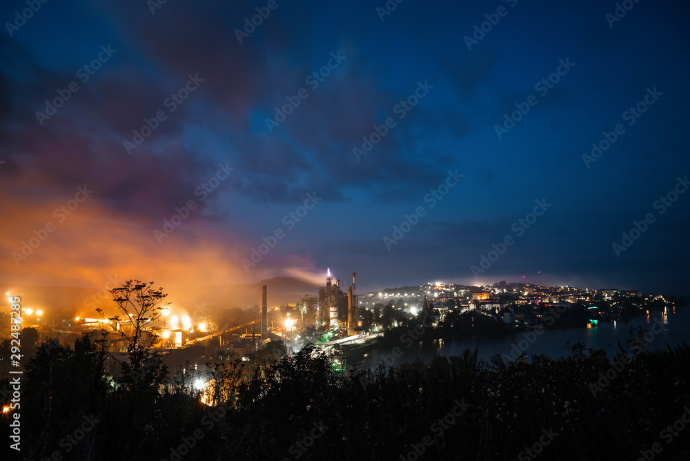 Giant industrial plant. Night view
